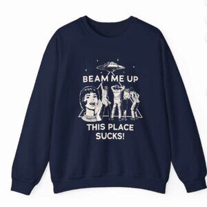 NWT Beam Me Up This Place Sucks Sweatshirt, Stranger Things Sweatshirt, UFO SM